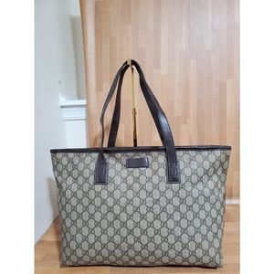 Gucci Beige and Dark Brown Patterned Tote